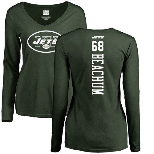 New York Jets Green Women Kelvin Beachum Backer NFL Football #68 Long Sleeve T Shirt